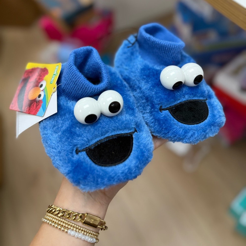 Kids Cookie Monster Blue Slippers